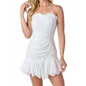 NEW BABY PINK next to you frilled mini dress in white